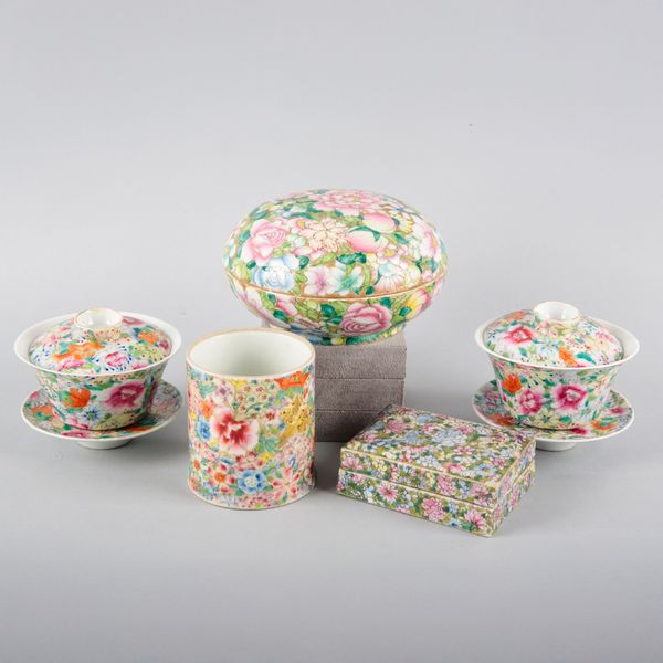 A SMALL COLLECTION OF CHINESE MILLEFLEUR PORCELAIN