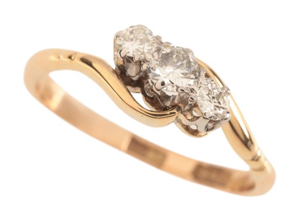A DIAMOND THREE STONE RING