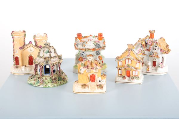 A GROUP OF SIX PORCELAIN ARCHITECTURAL PASTILLE BURNERS