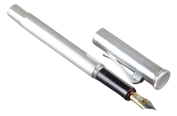 GRAF VON FABER-CASTELL: A WHITE METAL CASED FOUNTAIN PEN