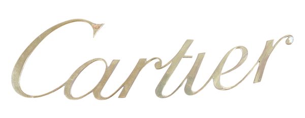 A CARTIER METAL SHOP DISPLAY SIGN