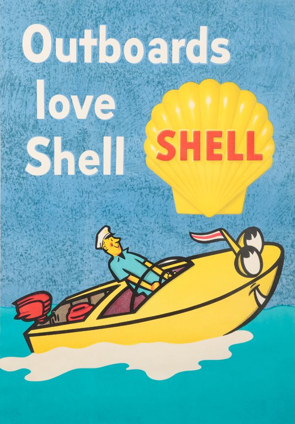 AN ADVERTISING POSTER FOR SHELL OIL 'Outboards Love Shell'