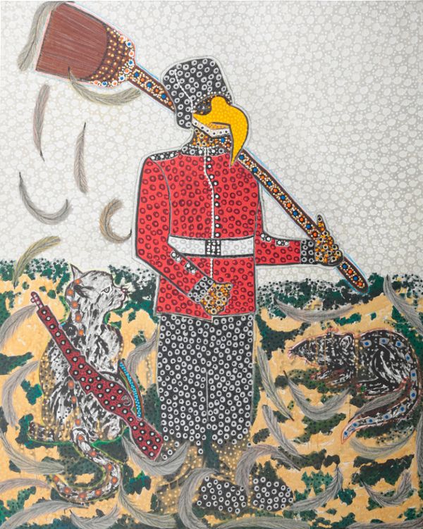*OUSMANE NIANG (B.1989) Surreal scene with soldier and cat