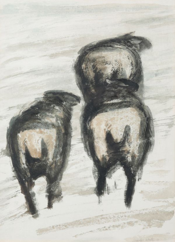 *CHARLES WHITE (20TH CENTURY) 'Sheep in Winter'