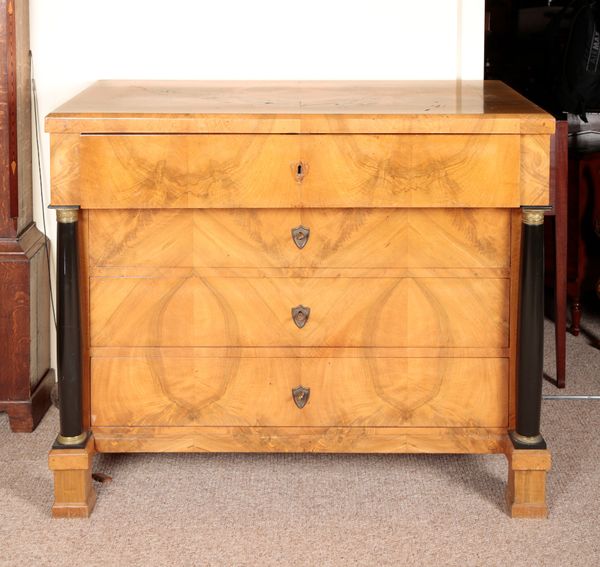 AN EMPIRE WALNUT SECRETAIRE CHEST