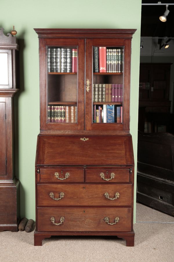 A GEORGE III MAHOGANY BUREAU BOOKCASE