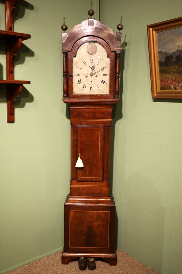 A LATE GEORGE III MAHOGANY LONGCASE CLOCK BY NICHOLS & SON, NEWPORT