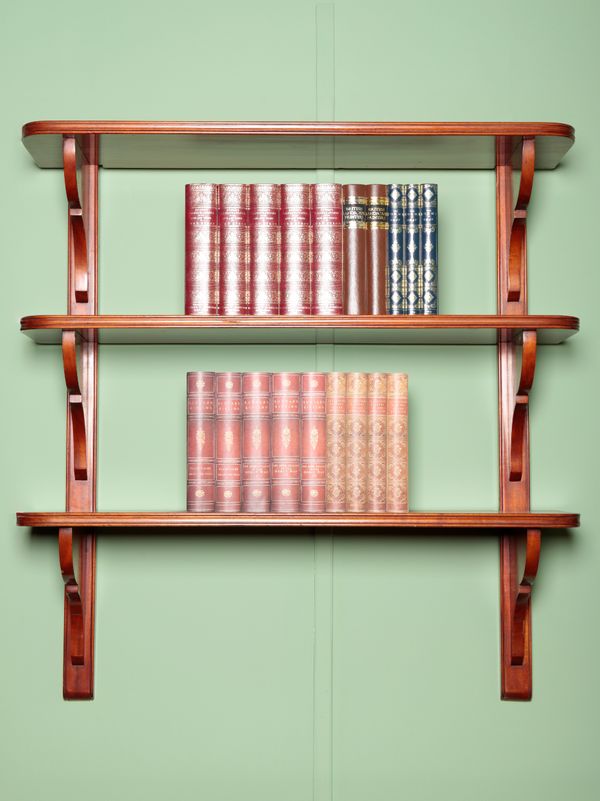 A SET OF MAHOGANY WALL SHELVES