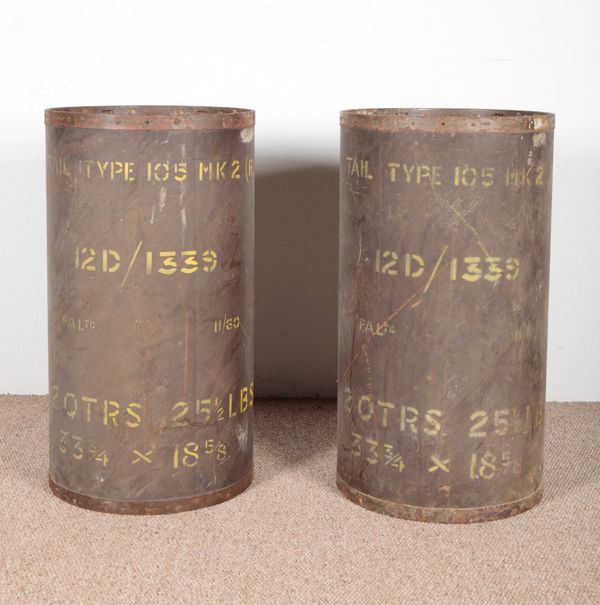 TWO MILITARY GALVANISED METAL BARRELS