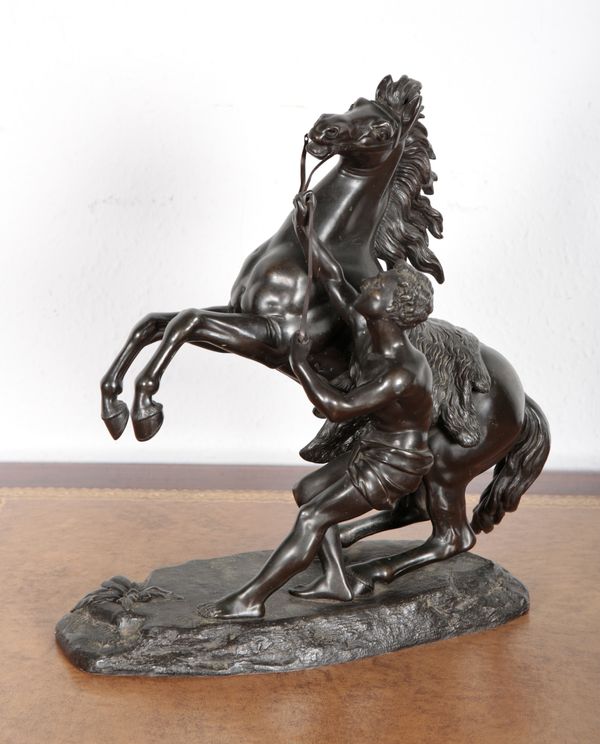 A SPELTER FIGURE OF A MARLEY HORSE