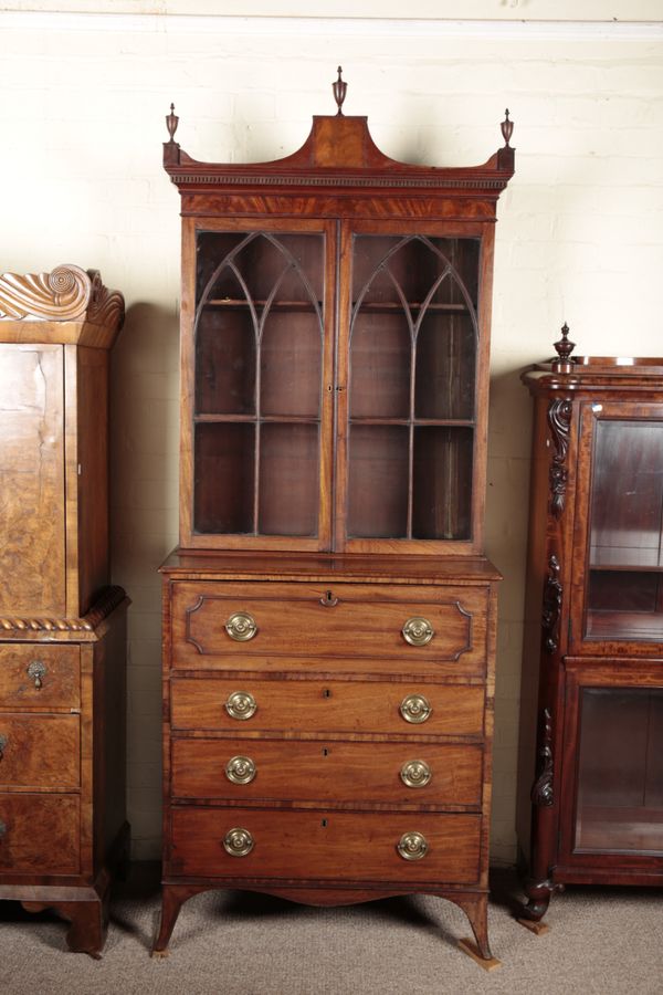 A GEORGE III MAHOGANY SECRETAIRE BOOKCASE