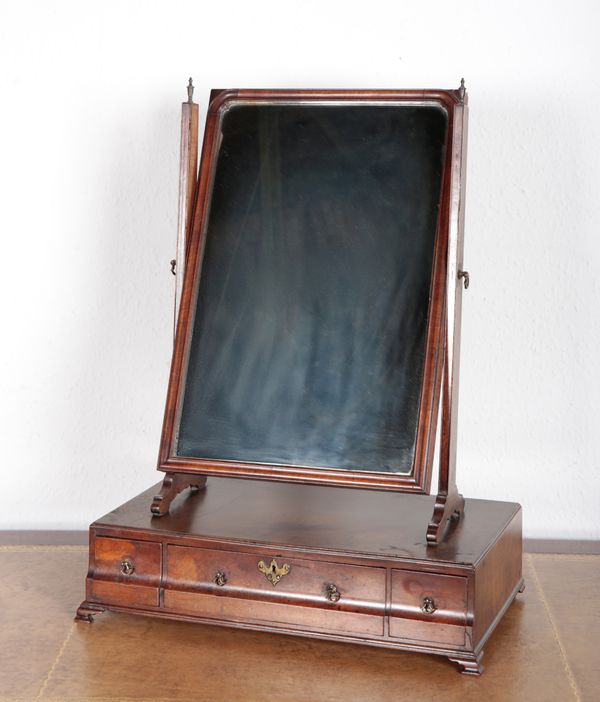 A GEORGE III MAHOGANY TOILET MIRROR