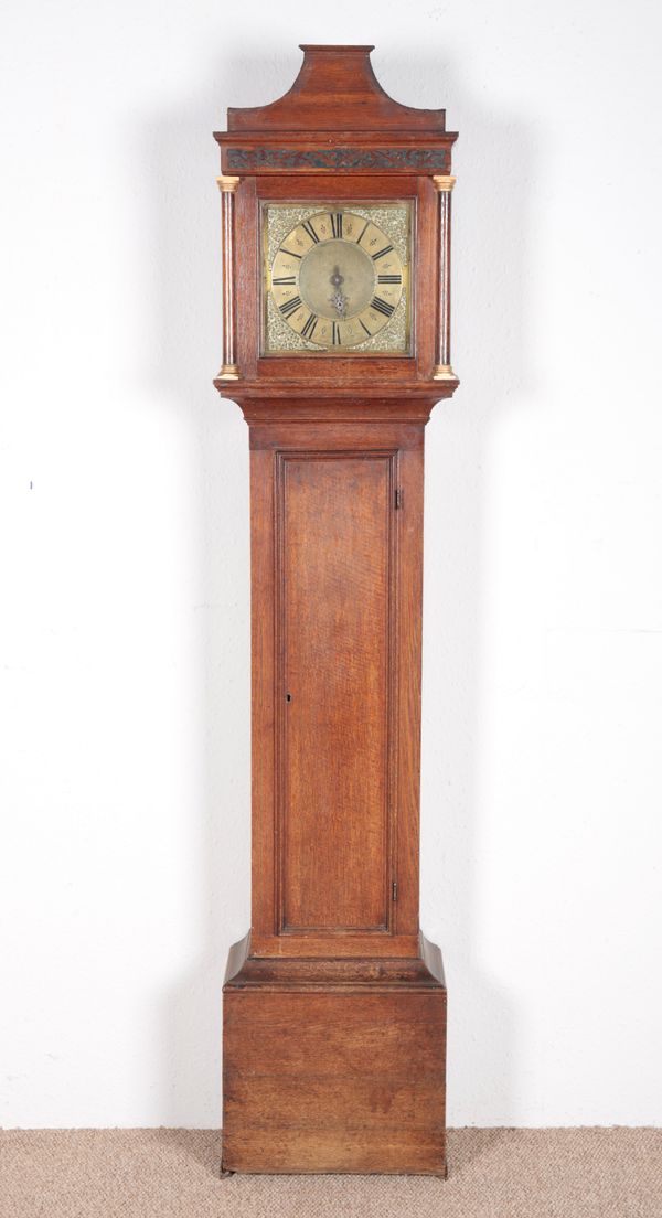 A THIRTY HOUR OAK LONGCASE CLOCK