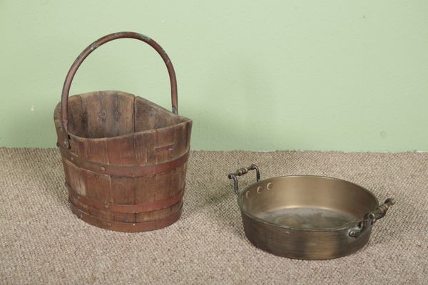 AN OAK AND BRASS BOUND BUCKET