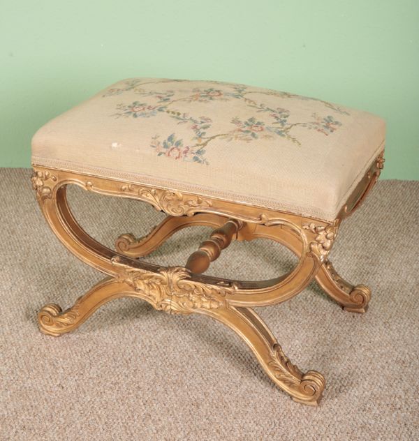 A FRENCH GILTWOOD STOOL