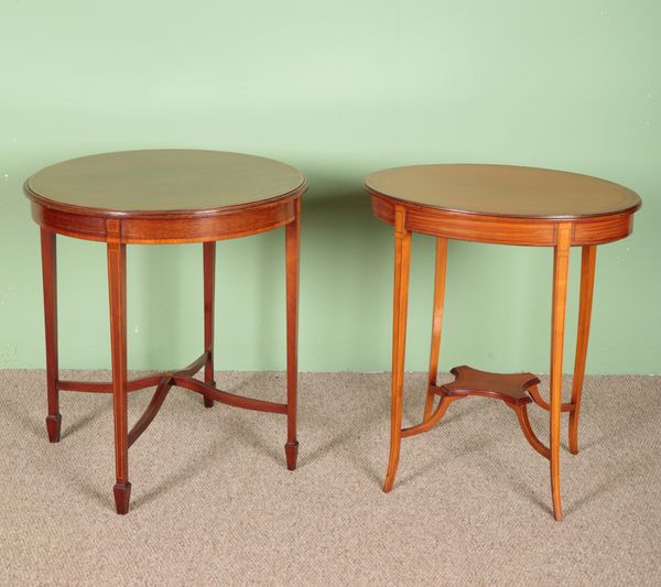 AN EDWARDIAN MAHOGANY OVAL OCCASIONAL TABLE