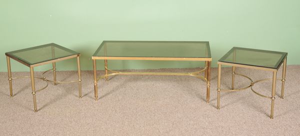 A 1970'S POLISHED BRASS COFFEE TABLE