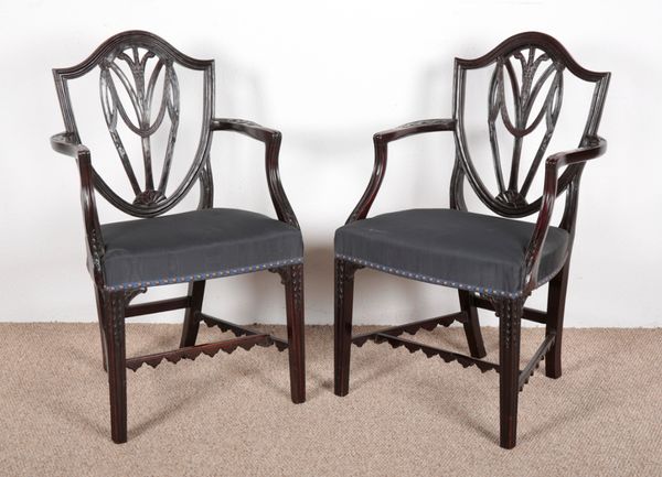 A PAIR OF GEORGIAN MAHOGANY ARMCHAIRS