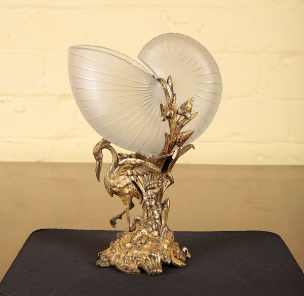 A FROSTED GLASS NAUTILUS SHELL VASE