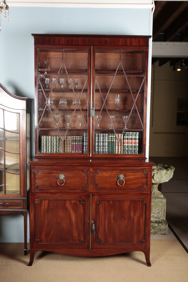 A GEORGE III MAHOGANY SECRETAIRE BOOKCASE