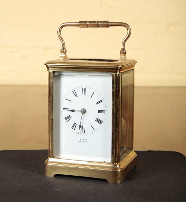 A FRENCH BRASS CARRIAGE CLOCK