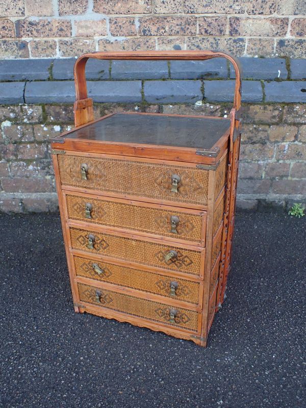 A CHINESE PORTABLE DECORATED CHEST