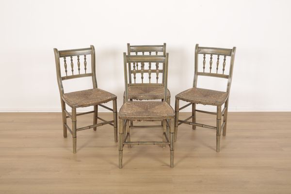 A SET OF FOUR FAUX BAMBOO CHAIRS