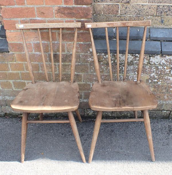 A PAIR OF ERCOL STICK-BACK DINING CHAIRS