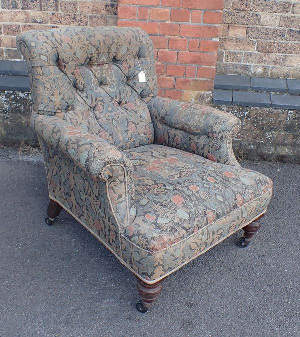 A VICTORIAN ARMCHAIR IN THE STYLE OF JAS. SHOOLBRED