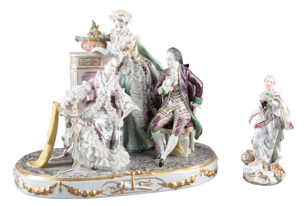 A SÈVRES STYLE PORCELAIN FIGURAL GROUP OF 18TH CENTURY STYLE