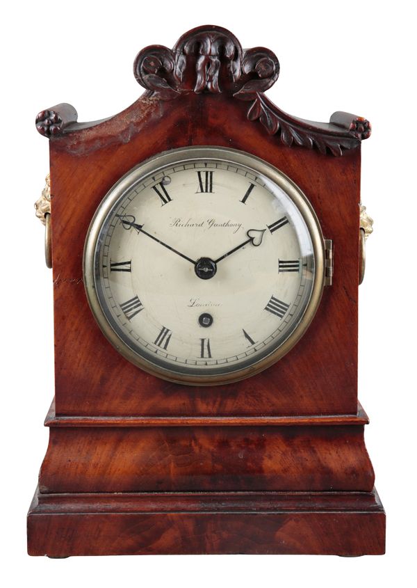 A WILLIAM IV MAHOGANY MANTEL CLOCK BY RICHARD GANTHONY, LONDON