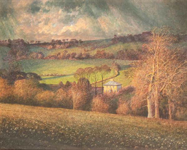 *JAMES LYNCH (B.1956) A landscape with a house in the distance