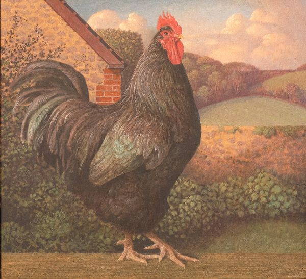 *JAMES LYNCH (B.1956) A cockerel in a landscape