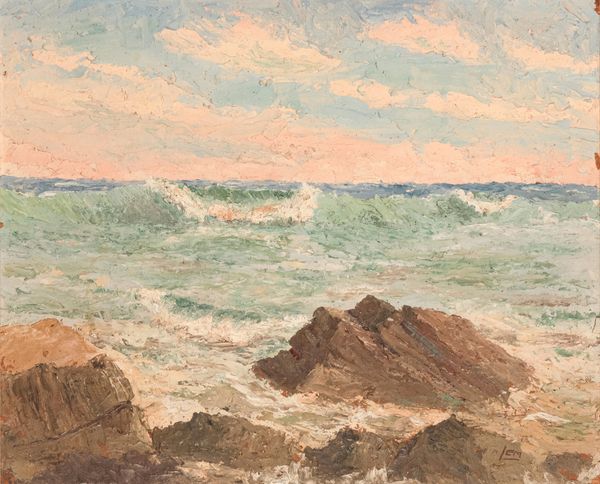 *EDGAR LEE MILLWARD (1905-1965) Seascape with cliffs to foreground
