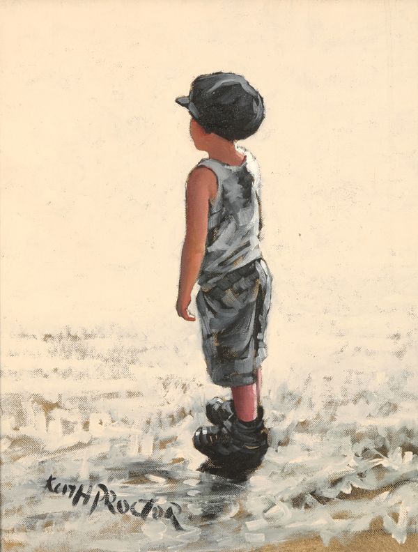 *KEITH PROCTOR (B.1961) Portrait of a boy wearing a hat