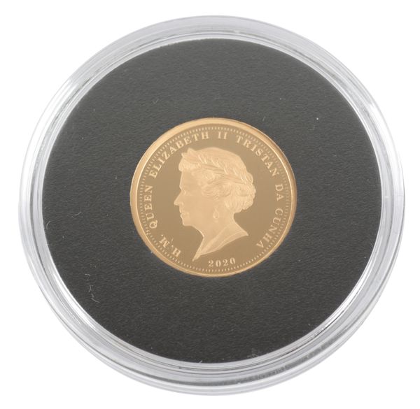 A QUEEN ELIZABETH II 2020 TRISTAN DA CUNHA GOLD PROOF HALF-LAUREL