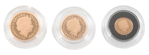 THE ROYAL MINT: A 2014 QUEEN ELIZABETH II THE SOVEREIGN GOLD PROOF THREE COIN SET