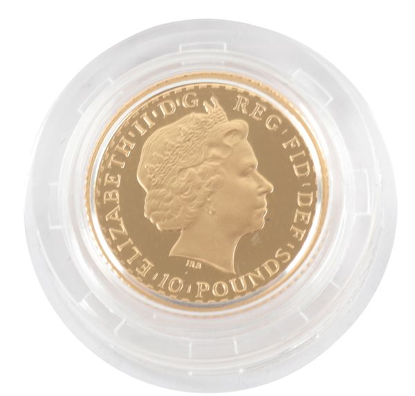 THE ROYAL MINT: A 2005 QUEEN ELIZABETH II BRITANNIA 1/10 OUNCE GOLD PROOF £10 COIN