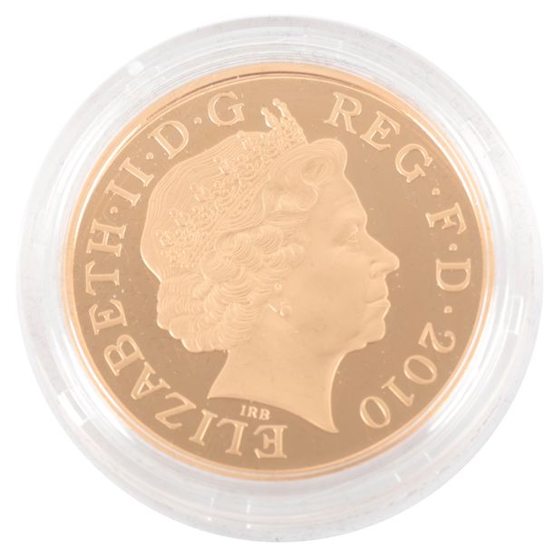 THE ROYAL MINT: A 2010 QUEEN ELIZABETH II "RESTORATION OF THE MONARCHY" £5 GOLD PROOF COIN