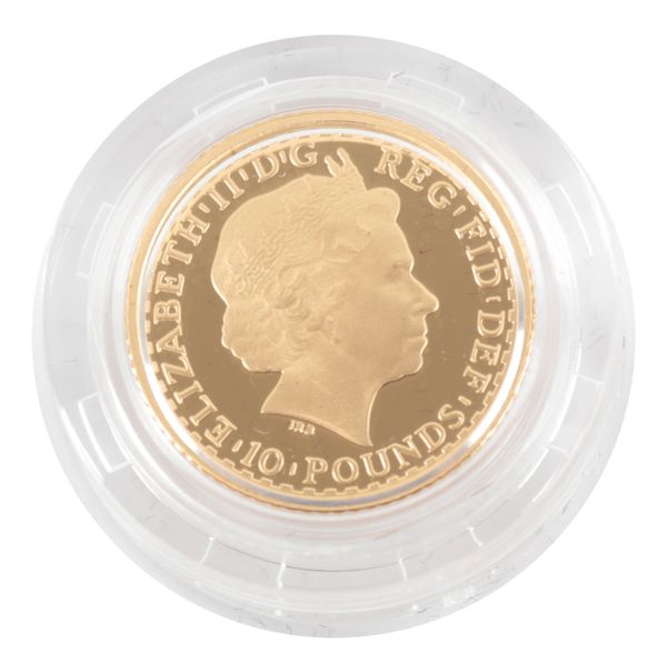 THE ROYAL MINT: A QUEEN ELIZABETH II BRITANNIA 1/10 OZ GOLD PROOF COIN