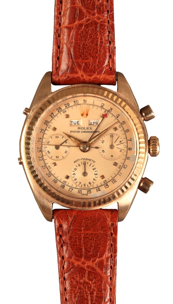 ROLEX "JEAN CLAUDE KILLY" DATO COMPAX: A FINE AND RARE 18CT GOLD TRIPLE CALENDAR CHRONOGRAPH WRISTWATCH