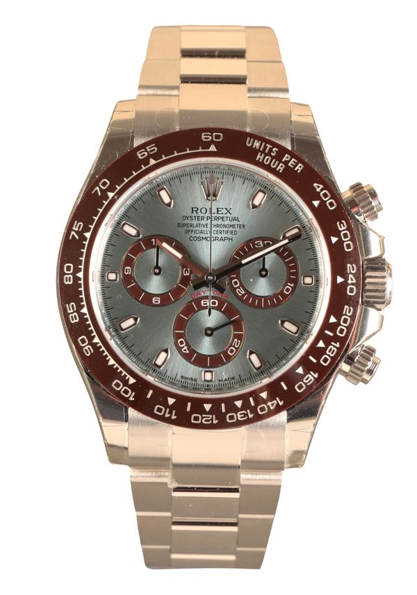 ROLEX DAYTONA OYSTER PERPETUAL COSMOGRAPH: A GENTLEMAN'S PLATINUM BRACELET WATCH