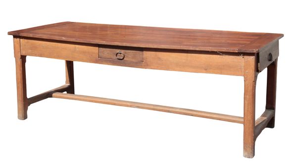 A FRENCH CHERRYWOOD REFECTORY TABLE