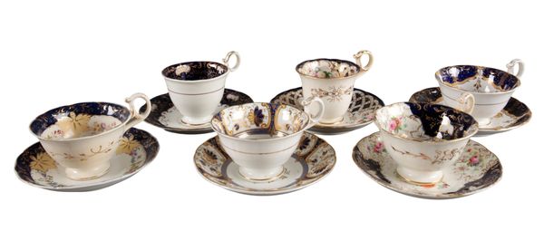 A GROUP OF SIX H & R DANIEL SUTHERLAND SHAPE CUPS AND SAUCERS