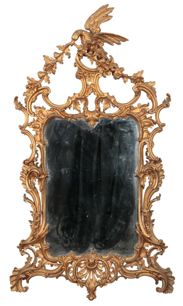 A GEORGE II STYLE GILTWOOD MIRROR