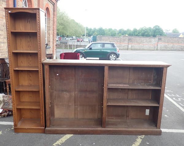 AN EDWARDIAN  OAK LOW BOOKCASE