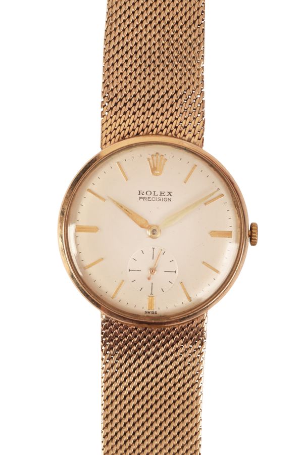 ROLEX PRECISION: A GENTLEMAN'S 9CT GOLD WRISTWATCH