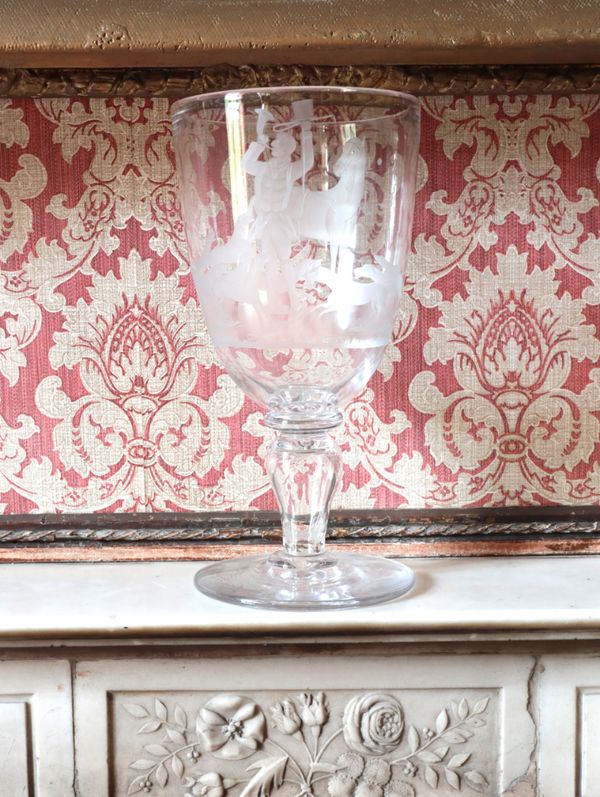 A LARGE HUNTING GLASS GOBLET