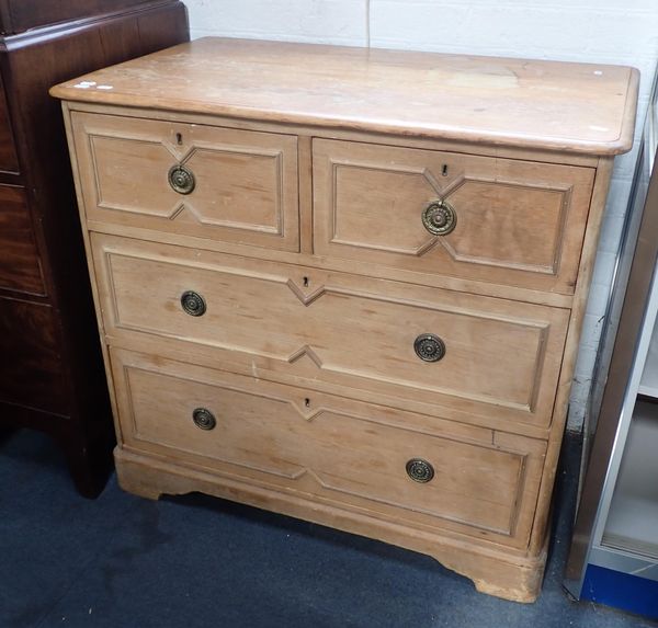 AN EDWARDIAN PINE CHEST OF DRAWERS