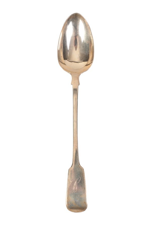 A VICTORIAN SILVER FIDDLE PATTERN BASTING SPOON